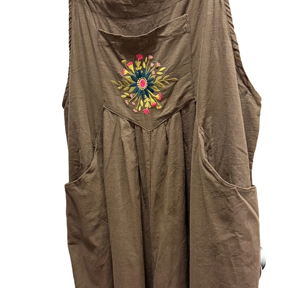 NATURAL LIFE Brown Embroidered Wide-Leg Jumpsuit - Picture 8 of 9
